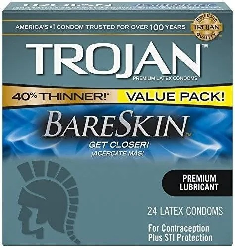 Condones Trojan Lubricado Sensibilidad Bareskin 24 Pzas 