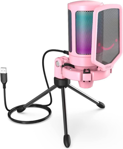 Microfone Para Jogos Fifine Pink Usb Gaming Condenser