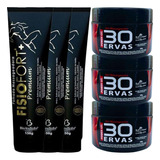 Kit 3 Gel 30 Ervas Power 300g + 3 Pomada Fisiofort Premium