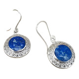 Aros Gancho En Plata Fina Con Piedra Lapislazuli 