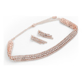 Collar Choker Aros Premium Piedras Strass Rose Rosado