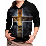 Moletom Feminino Jesus Roupas Gospel Criativa Blusa Leao