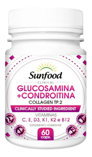 Glucosamina Condroitina 60 Cáps. Sunfood Sabor Neutro Sabor Sem Sabor
