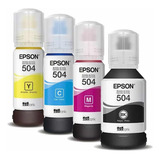 4 Refil Tinta T504 Epson L4150 L4160 L6161 L6191 L6171 Kit