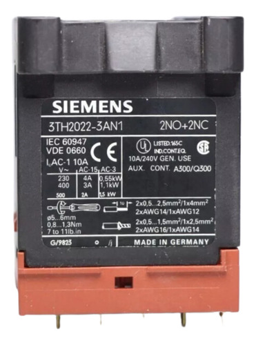 Conector Relé 4a 220v 60hz 183v 50hz 3th2022-3an1 Siemens