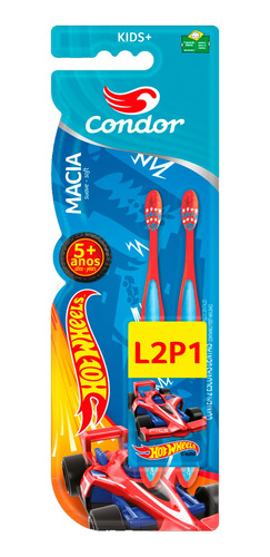 Escova Dental Kids Hot Wheels Promoção Leve 2 Pague 1 Condor