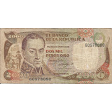 Colombia  2000 Pesos Oro 17 Diciembre 1986  Imprenta Bogotá