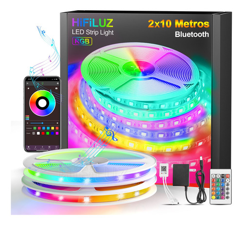 Tira De Luces Led App Bluetooth Control 5050 Rgb 20m (2x10m)