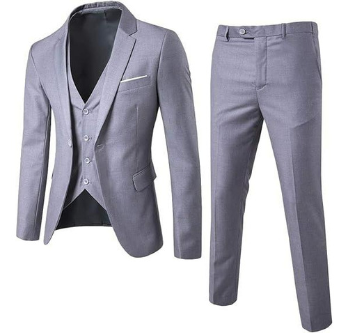 Traje Hombre Formal Casual De Tres Piezas Para Ajustado