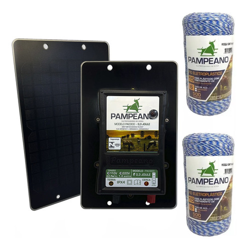 Kit Eletrificador Cerca Elétrica Solar C/ Bat + 2000m Arame