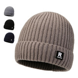 Gorro De Punto Para Hombre Con Parche Juvenil, Gorro De Esqu