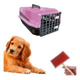 Caixa Transporte Dog Plástica N4 Rosa + Escova Rasqueadeira