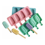 Molde Para Helado De Silicona Paleta De Helado 4 Paletas 