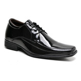 Sapato Masculino Social Elegante Verniz Preto De Amarrar