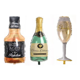 Globos Metalizados Botella, Copa De Champagne Whisky 85cms.