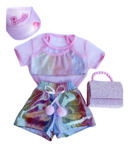 Conjunto Infantil Feminino Holografico 3 Peças Bloguerinha 