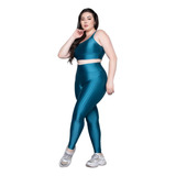 Conjunto Top + Calça New Zig Plus Size Poliamida 3d Fitness