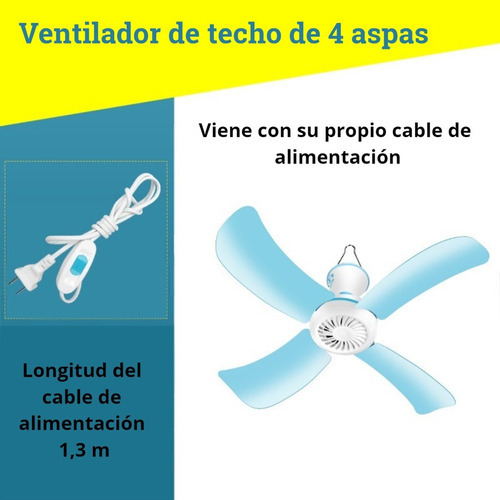 Mini Ventiladores De Techo Economico 6 Aspas Silencioso 16cm Color De La Estructura Azul