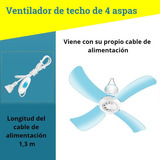Mini Ventiladores De Techo Economico 6 Aspas Silencioso 16cm Color De La Estructura Azul