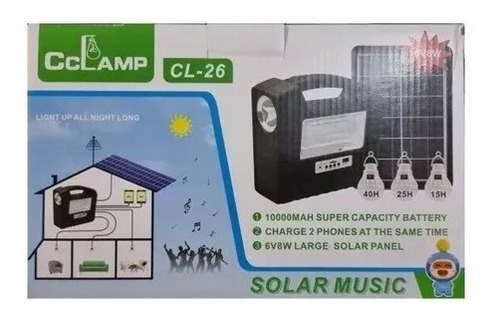 Kit Solar Camping Con Panel+ampolletas+radio+linterna Mod 26