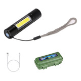 Linterna Led Mini Tactica, Metal, Con Zoom, Recargable+caja