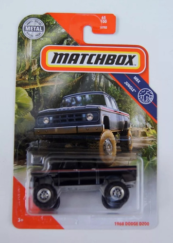 Matchbox 1968 Dodge D200 Jungle Camioneta Negra Car