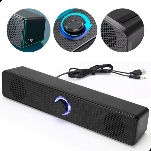 Soundbar Led Gamer Caixa De Som Usb P2 Para Pc Notebook