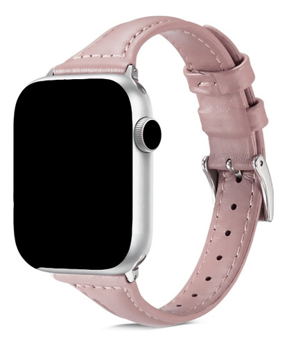 Pulseira Slim Fina Couro Genuíno Para Apple Watch Series