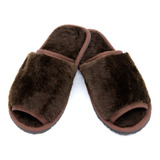 Pantufa Chinelo Aberto Pelúcia Premium Chocolate