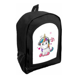 Mochila Negra Nena Jardin/ Preescolar Unicornio Ar25