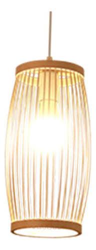 Lanterna De Bambu Com Luz Pendente B 16x33cm Bege B 16x33cm
