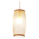 Lanterna De Bambu Com Luz Pendente B 16x33cm Bege B 16x33cm