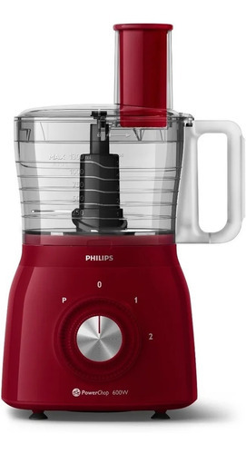 Procesadora Philips Roja 3 En 1 Power Chop Color Rojo