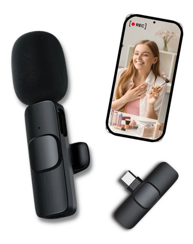 Microfone Wireless Lapela Sem Fio Audio Limpo Tipo C Android