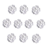  10 Tiradores Rosas Blancas De Ceramica 