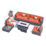 Muebles De Patio Con Sofá Modular Y Mesa De Fuego Compatible