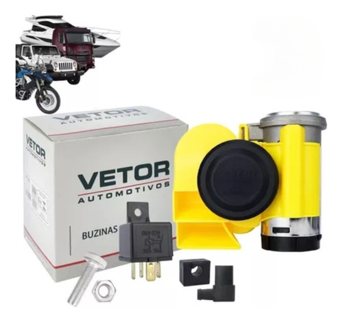 Buzina Elétrica Vetor 12v Compacta 2 Cornetas Universal Nova