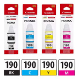 Tinta Canon 190 Combo Kit X4 Original G2100  G3100 G4110