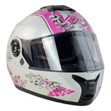 Casco Para Moto De Dama Fs-907 Abatible Diseño Anna Pink