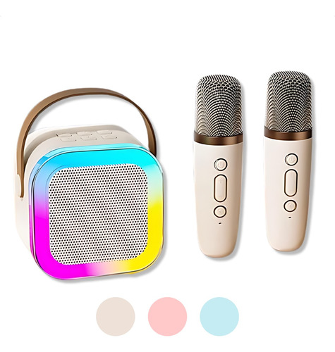 Caixinha De Som Karaokê Portátil Bluetooth 2 Microfones Led