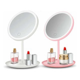 Espejo Redondo Para Maquillaje Luz Led Usb