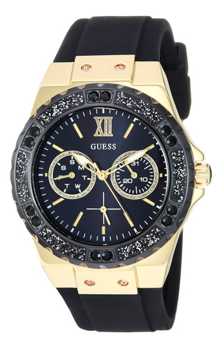 Reloj Guess Dama - Mujer W1053l7 Caja Dorada-silicona Negro