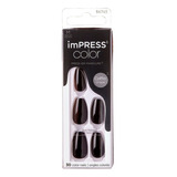 Uñas Impress Color All Black Coffin Shape