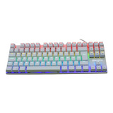 Teclado Gamer Branco Led Rgb Switch Mecânico Azul Tpc-075-bc