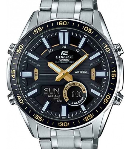 Relógio Casio Masculino Edifice Efv-c100d-1bvdf Telememo Cor Da Correia Prateado Cor Do Bisel Preto Cor Do Fundo Preto