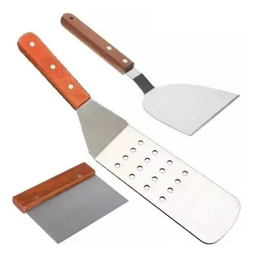 Set 3 Espatula Cocina Bifera Plancha Reposteria Utensillo 