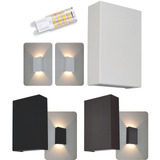 Kit 2 Arandela Parede Slim 2 Fachos Externa 12cm + Led G9 5w