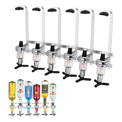 Dispensador De Licores Montado En La Pared De 6 Botellas Plateado