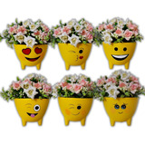 Cachepot Vaso Mini Emojis Para Suculentas E Cacto Kit 6un