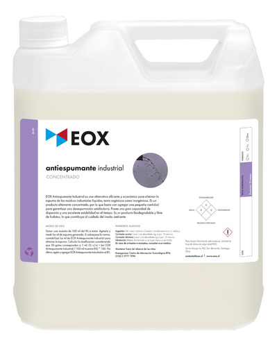 Antiespumante Industrial Concentrado Eox 5 Litros